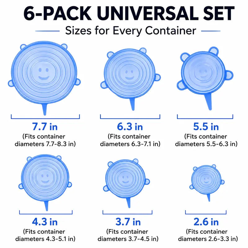 Silicone Lids for Food Storage (6-Pack) ♻️ 50% OFF