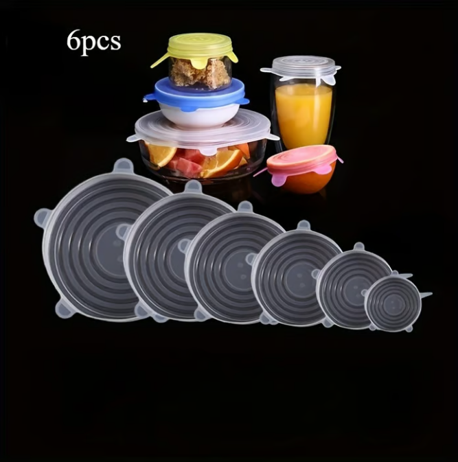 Silicone Lids for Food Storage (6-Pack) ♻️ 50% OFF