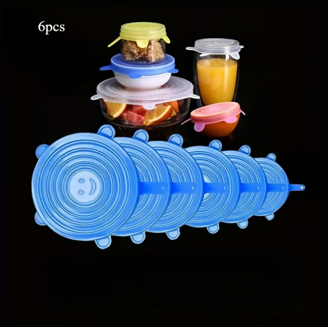 Silicone Lids for Food Storage (6-Pack) ♻️ 50% OFF