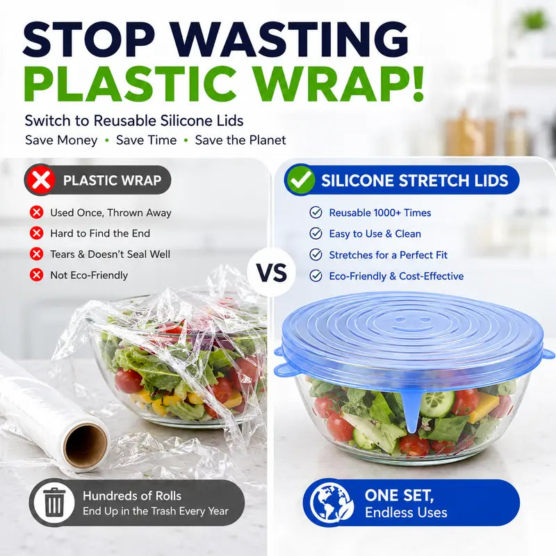 Silicone Lids for Food Storage (6-Pack) ♻️ 50% OFF