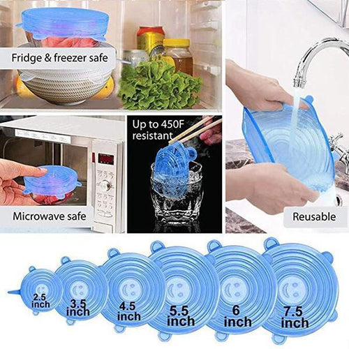 Silicone Lids for Food Storage (6-Pack) ♻️ 50% OFF